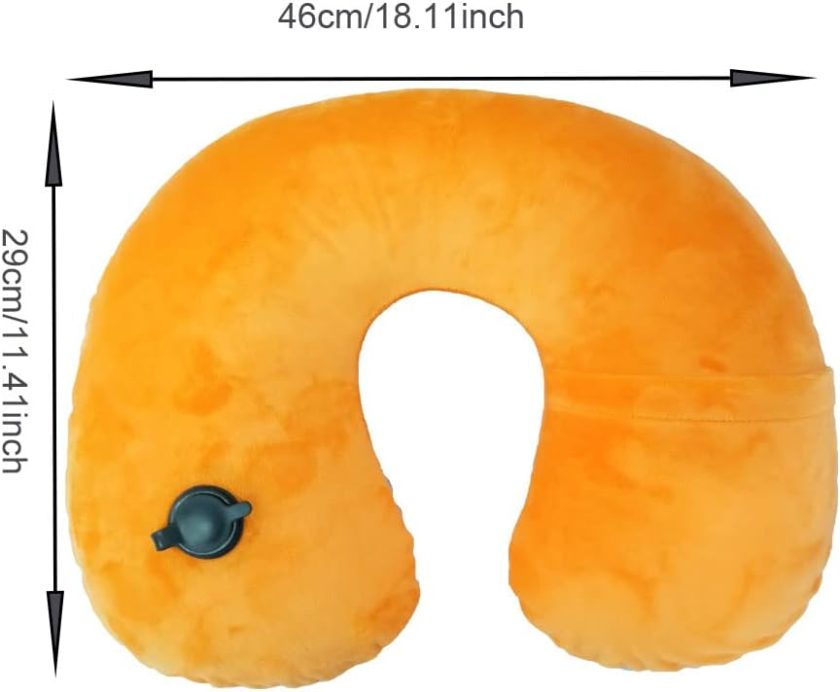 2Pack Inflatable Neck Pillow with Washable Crystal Velvet Cover Ultralight Travel Pillow for Airplane, Car, Office U-Shaped Ergonomic Support(Orange Red Royal Blue) - Image 2