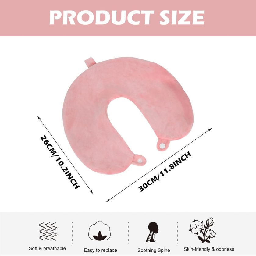 Travel Neck Pillow Cover, Neck Pillow Case, Pure, Soft and Smooh, Airplane Pillow Replacementt Cover Washable (Only Pillow Covers, no Filler) - Image 2