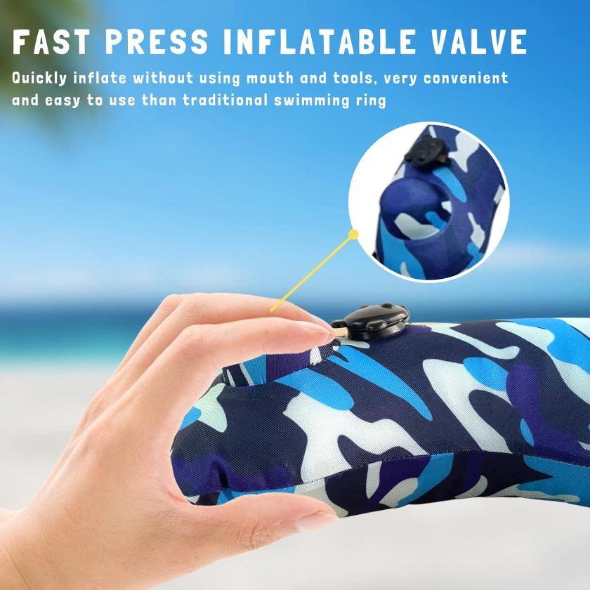Inflatable Swim Trainer for Kids/Adults, Protable Swimming Life Belt for Training, Multifunctional U Shaped Travel Nect/Waist Pillow - Image 2