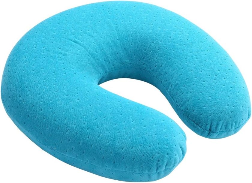 U Shaped Memory Foam Pillow Neck Head Cushion Pillow Support Rest Outdoors Car Office Home Travel Pillow Cushion (Blue)