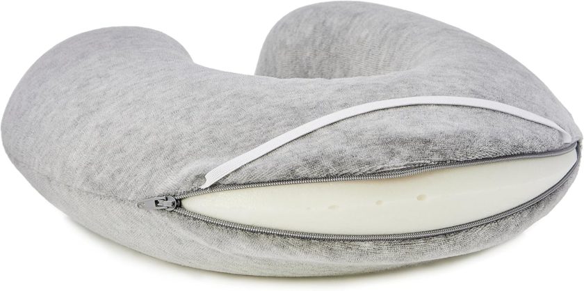 Memory Foam Semicircular Neck Pillow, Grey - Image 2